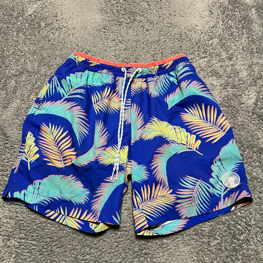 Chubbies Shorts Mens Small Pink Green Lined Floral Hawaiian Summer 7” Swim